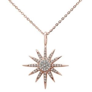 .12ct 14kt rose gold diamond trendy starburst pend